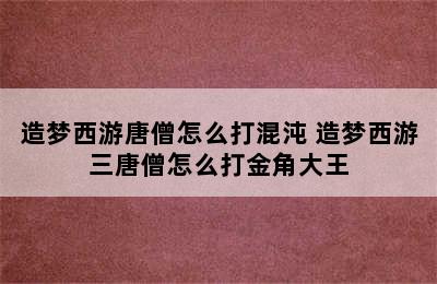 造梦西游唐僧怎么打混沌 造梦西游三唐僧怎么打金角大王